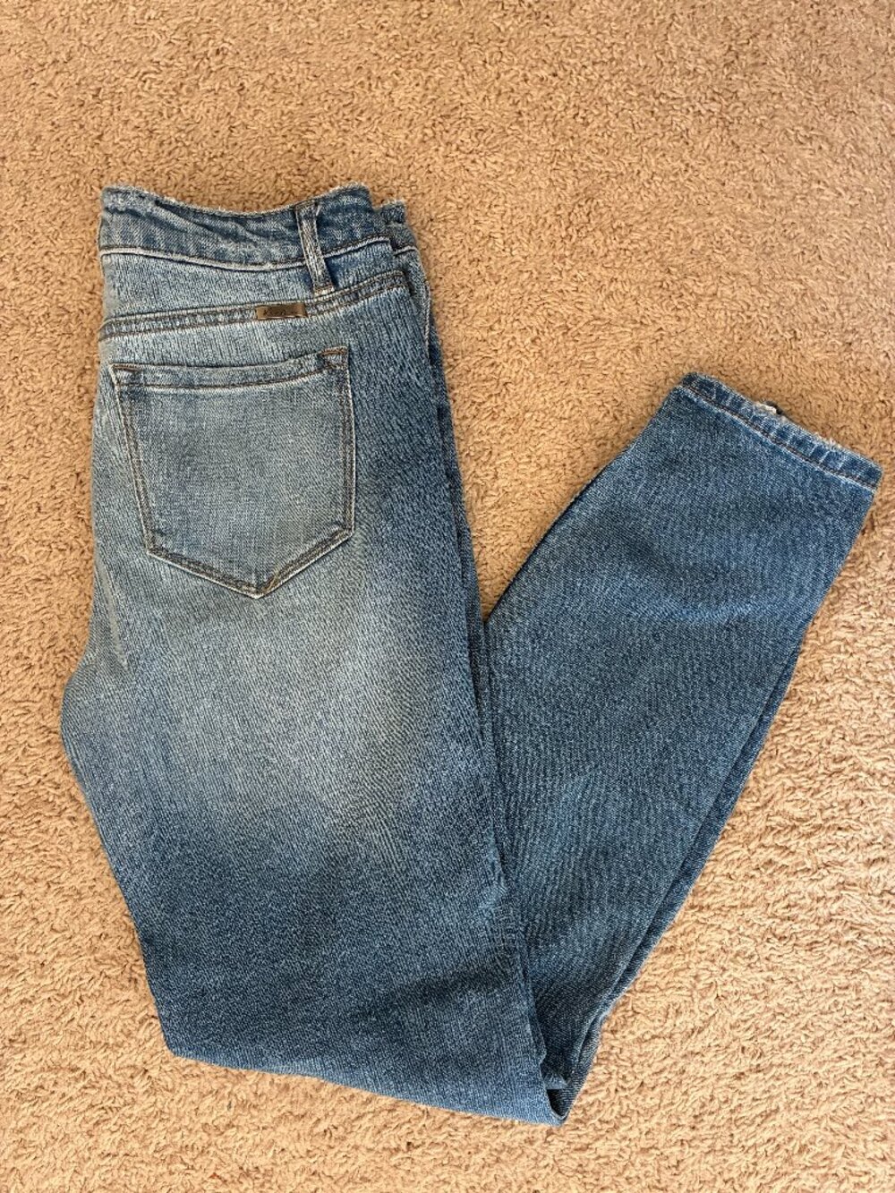 KanCan High Rise Distressed Leopard Patch Skinny Jeans Size 7 / 27 Button Fly